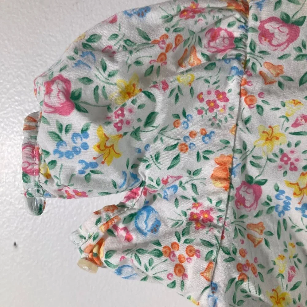 Girls Ralph Lauren Floral Button Front Peplum Top 5 Tie‎ Back Cotton